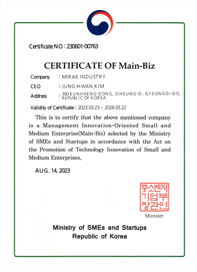 Mainbiz Certificate